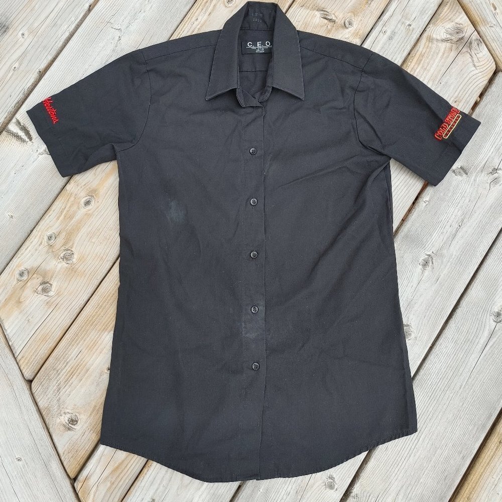 Tim Hortons Cold Stone Creamery Employee Dress Collared Black Shirt XS E…